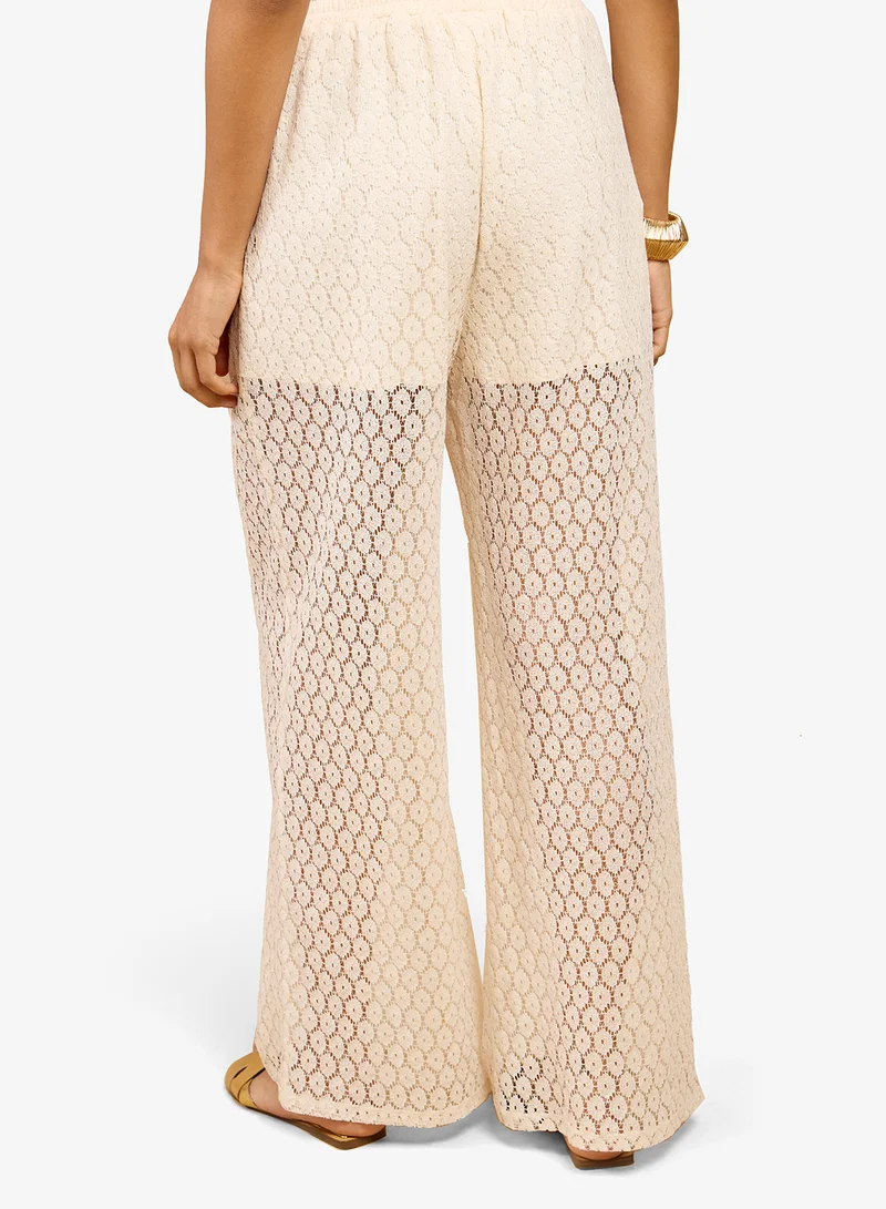 Little Mistress Cream Lace Trouser